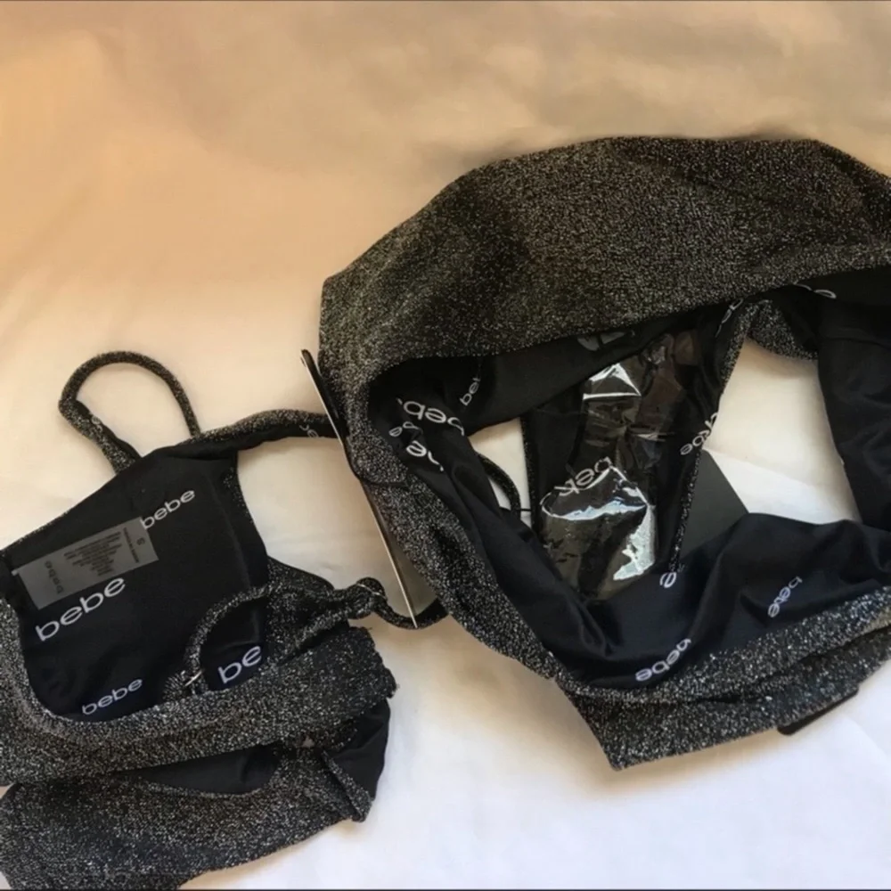 Bebe bikini swimsuit metallic shimmer NWT